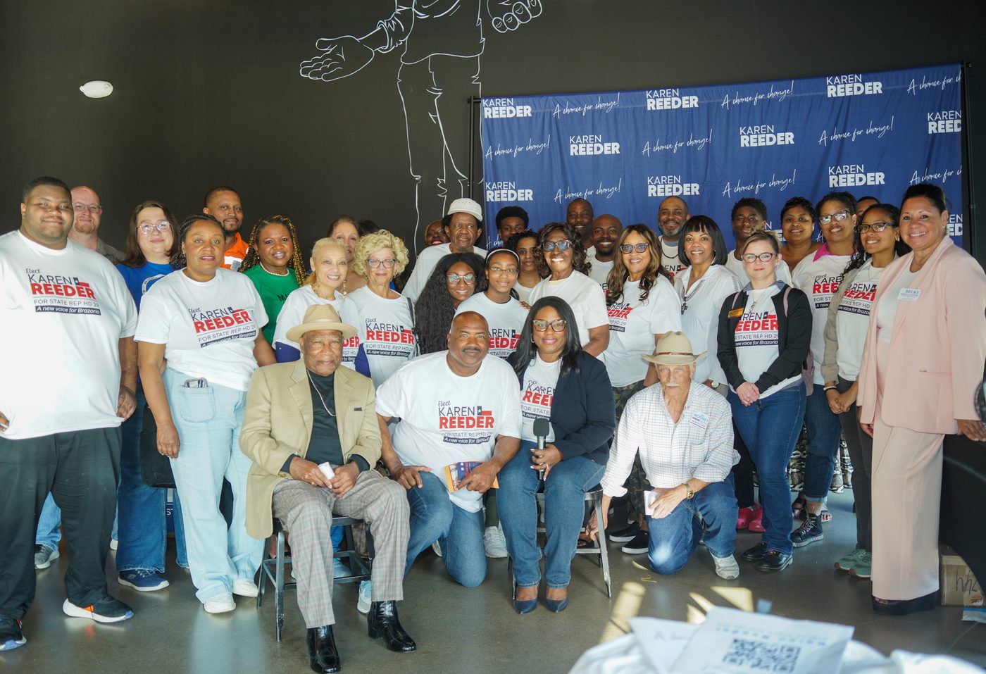 Karen Reeder with supporters and volunteers at a campaign rally